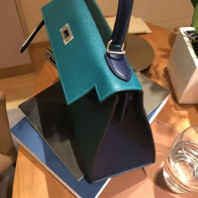 Hermès Kelly HSS 28 Malachite/Bleu Saphir Sellier Epsom Palladium Hardware PHW