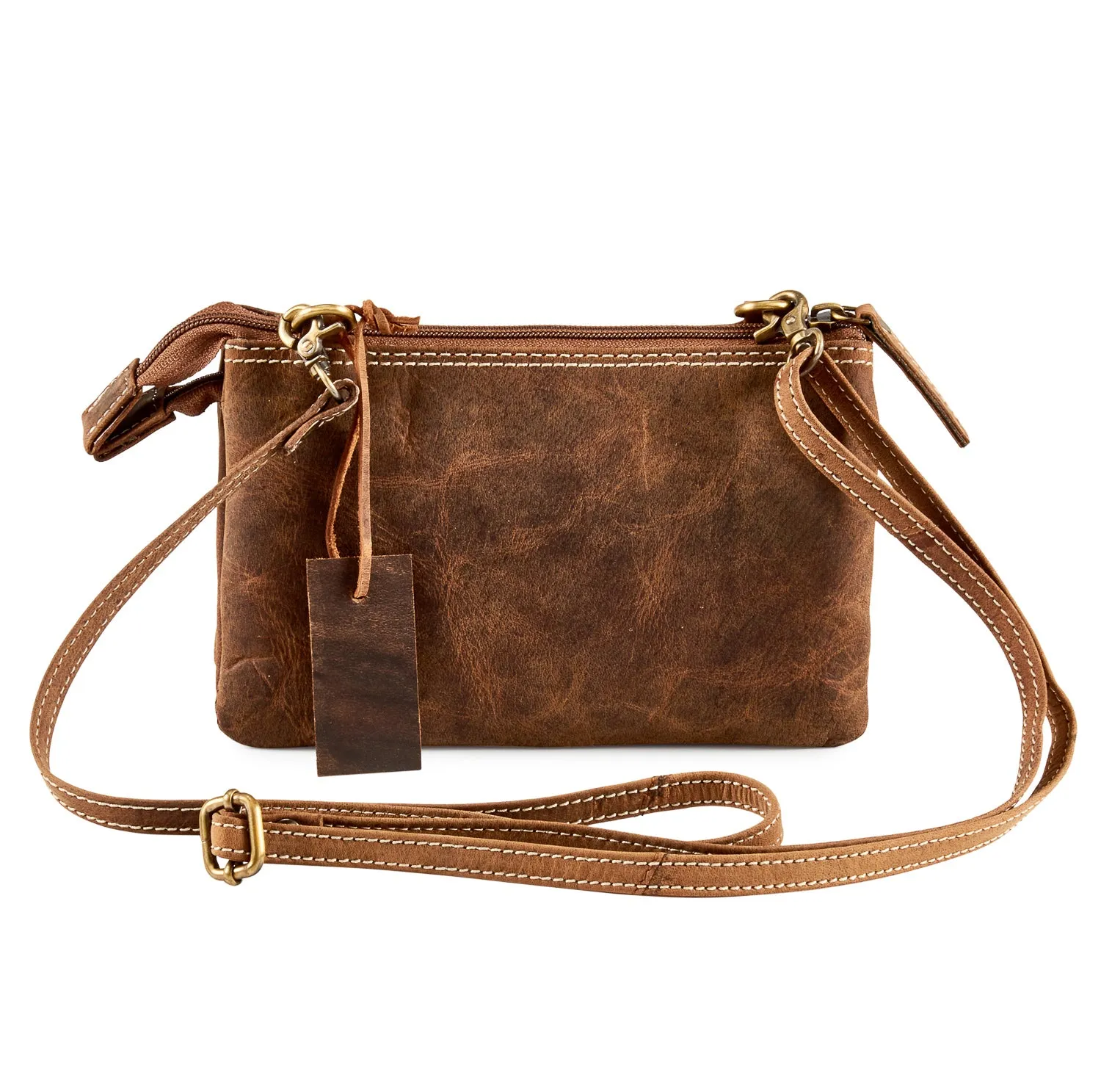 HYDESTYLE Distressed Leather Tandem Clutch #UM60