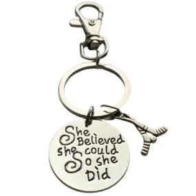 Ice Hockey Keychain - She Believed She Could So She Did Zipper Pull