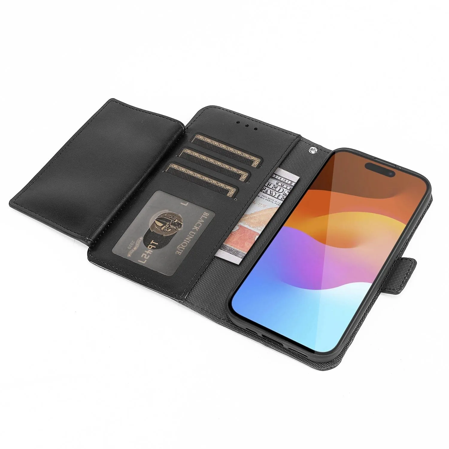 Indy Series Leather Wallet Case with Screen and Camera Protector - iPhone 15