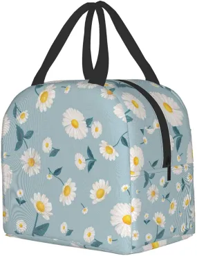 Insulated Lunch Bag with pocket Reusable Lunch Organizer Box Lunch Cooler Tote for Women Men Adults Work Picnic (Wild Chrysanthemum)