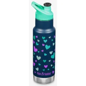 Klean Kanteen 12 oz Insulated Classic Kids Sport Cap | Navy Hearts