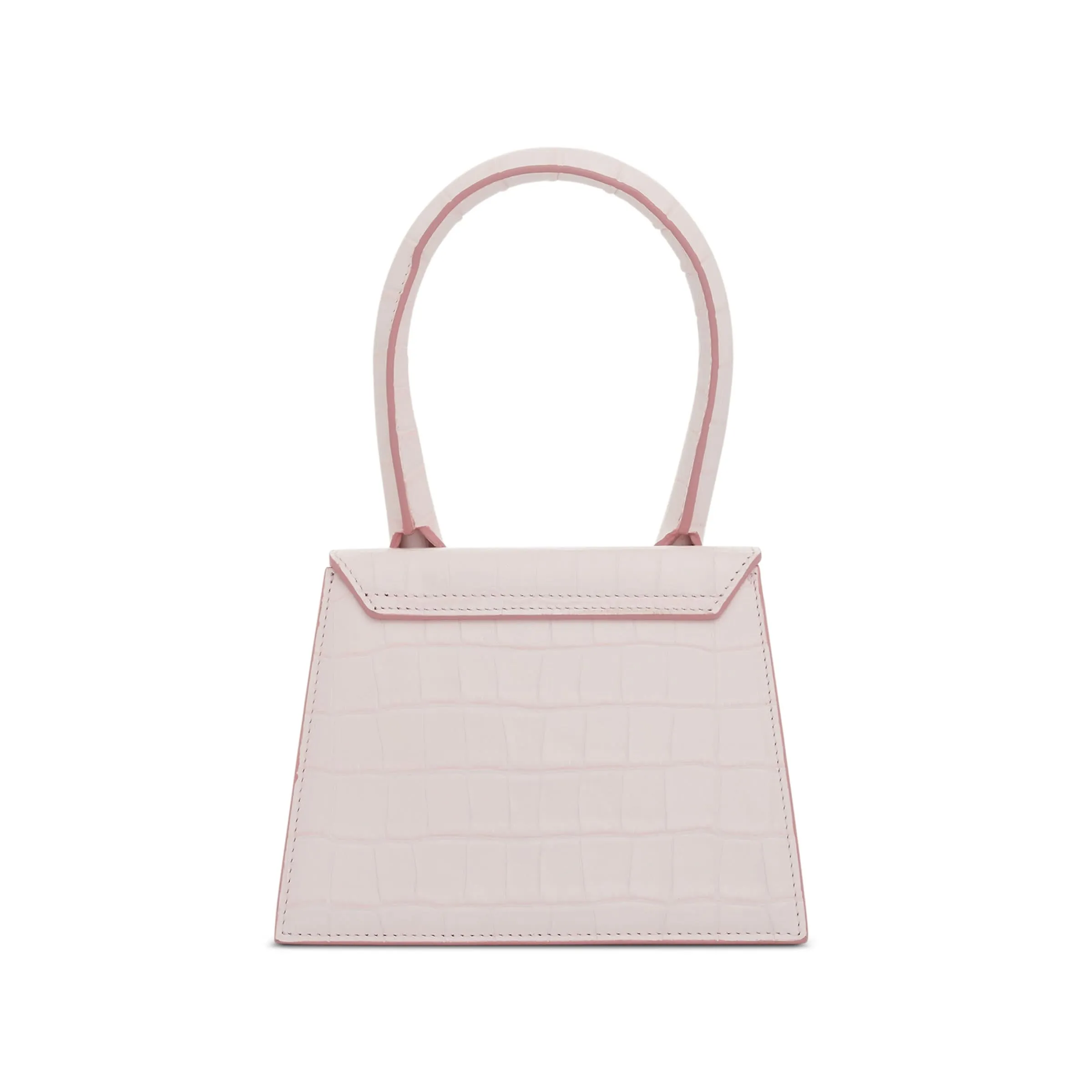 Le Chiquito Moyen Croc Embossed Leather Bag in Pale Pink