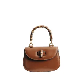 Leather Bamboo Small Top Handle Bag