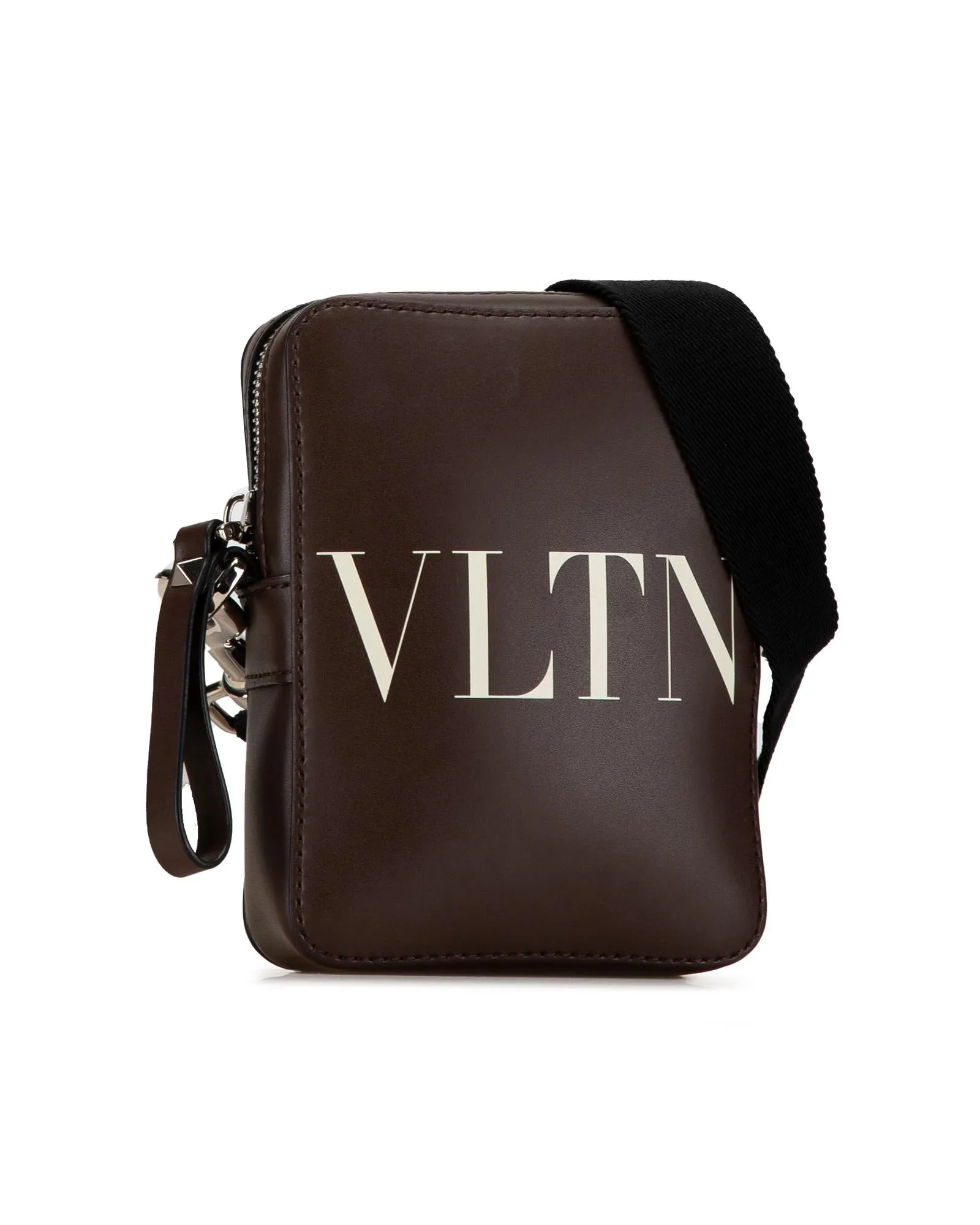 Leather Crossbody Bag with Detachable Strap and Top Zip