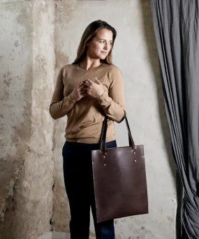 Leather tote: HEBERT (dark brown)