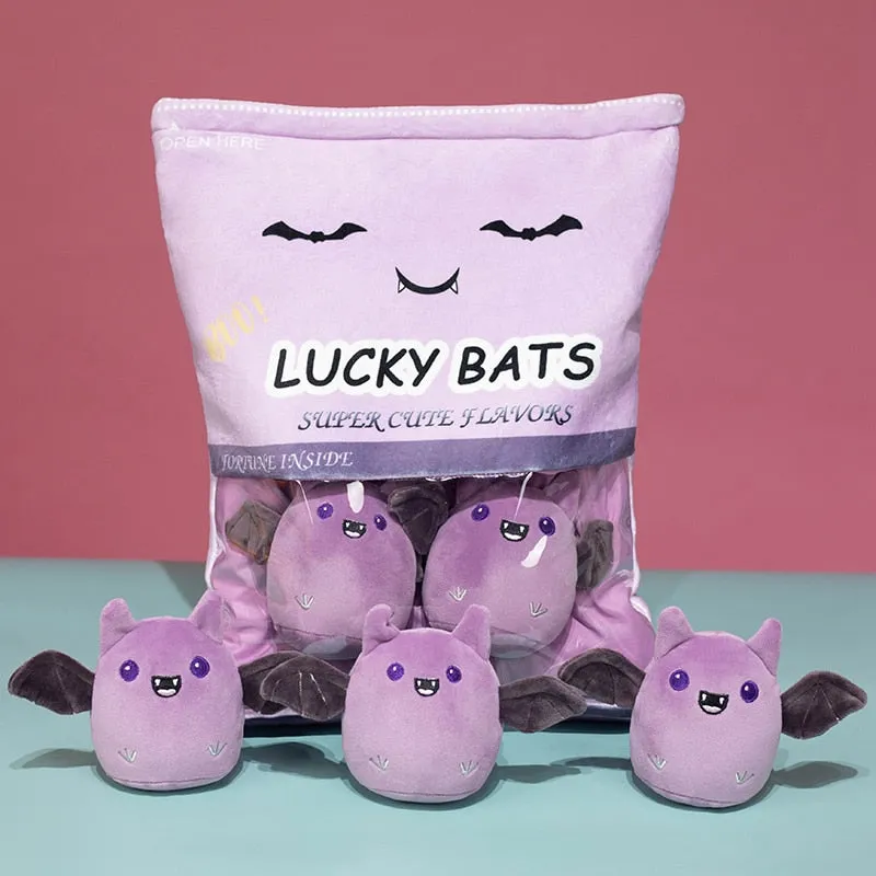 Limited Edition Purple & Orange Halloween Bats Candy Bag Plushie