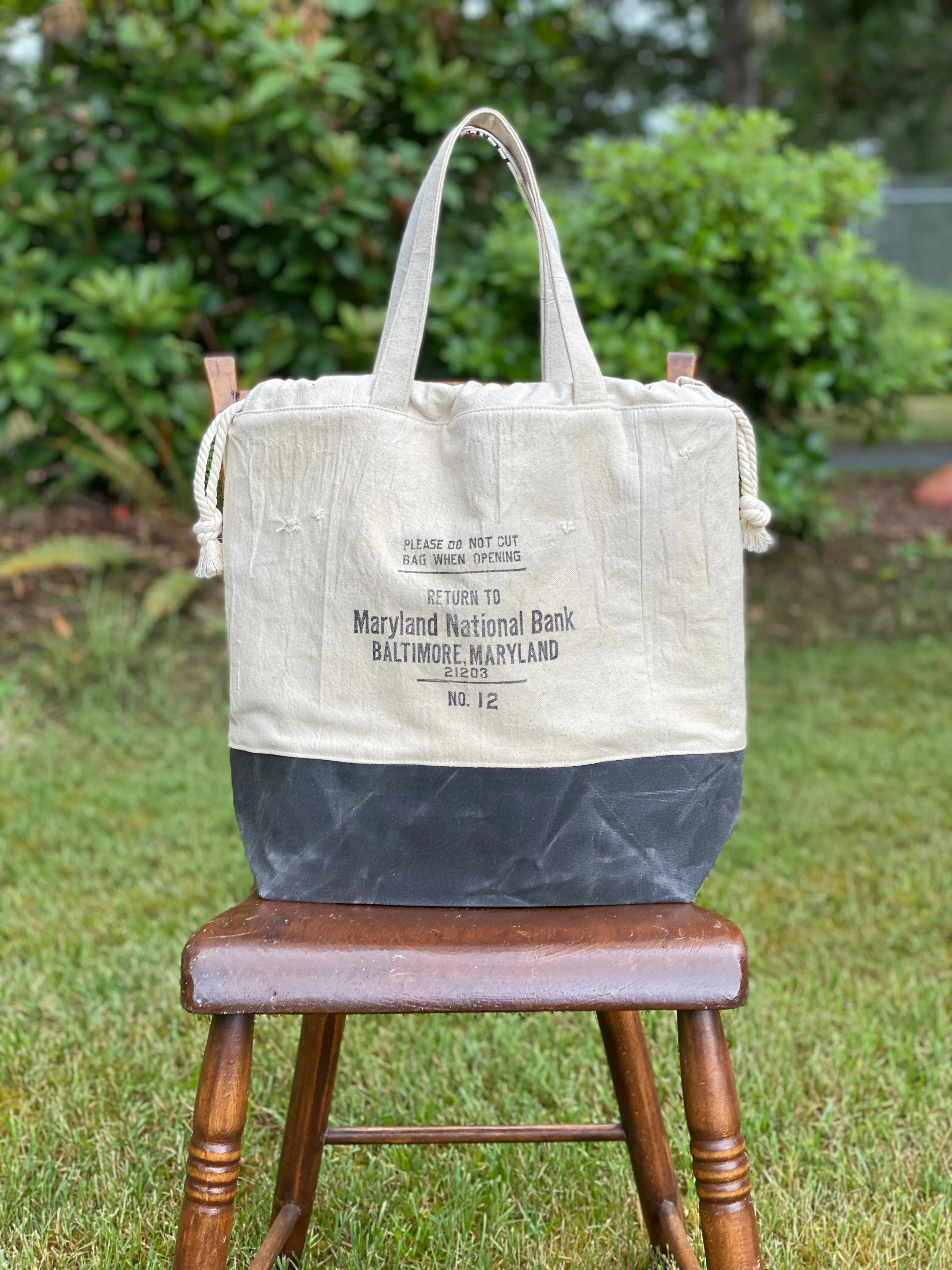 Maryland National Bank Baltimore US Mint Upcycled Money Bag Canvas Tote Project Beach Carryall