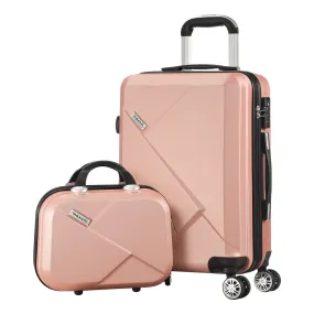 Mazam 2PCS Luggage Suitcase Trolley Set Travel TSA Lock Storage Hard Case Pink