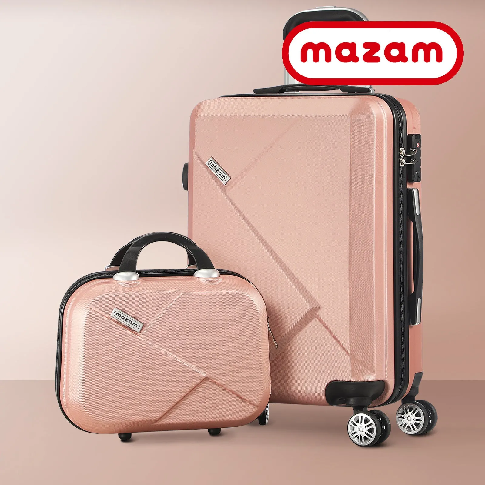 Mazam 2PCS Luggage Suitcase Trolley Set Travel TSA Lock Storage Hard Case Pink