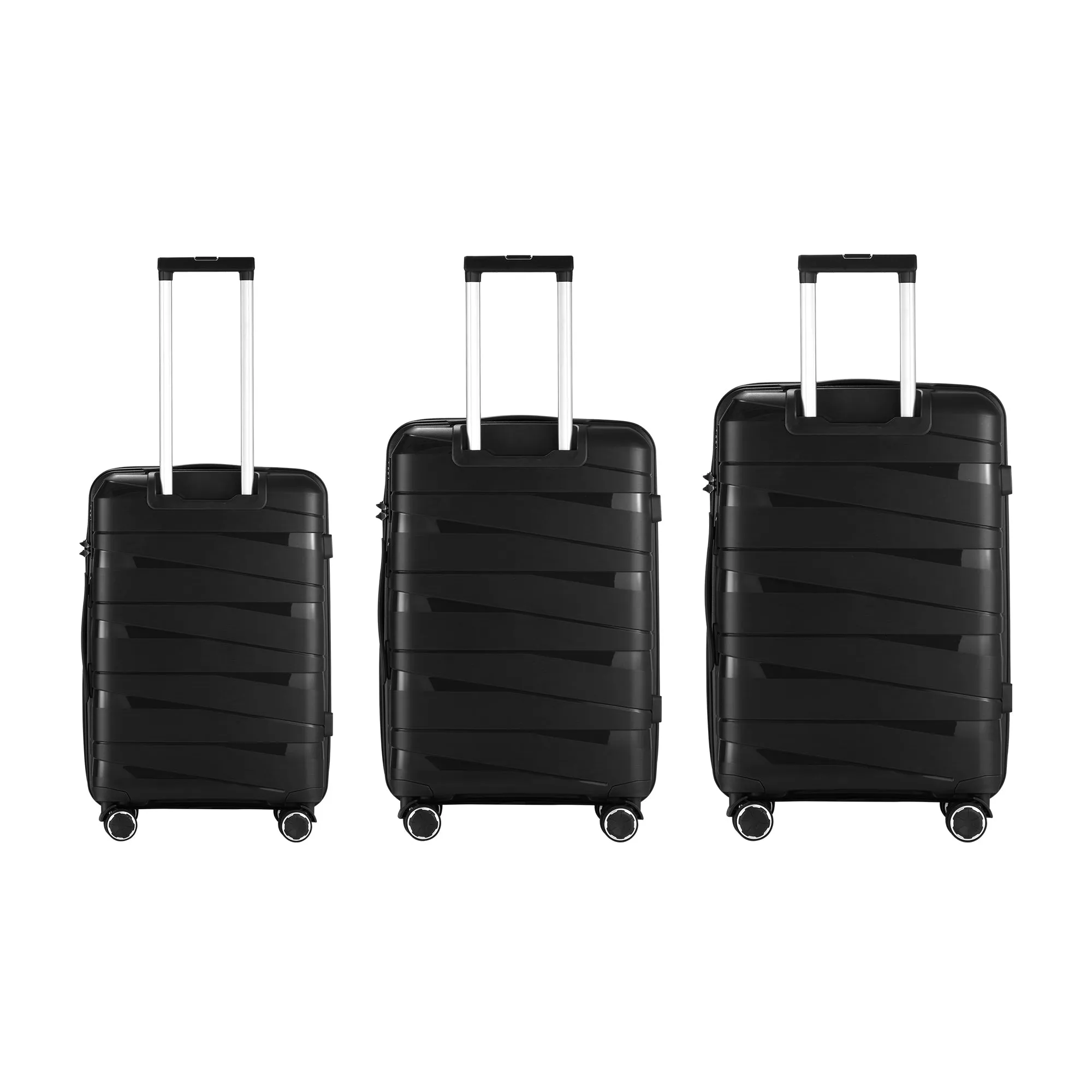 Mazam 3PCS Luggage Suitcase Trolley Set Travel TSA Lock Storage PP Case Black