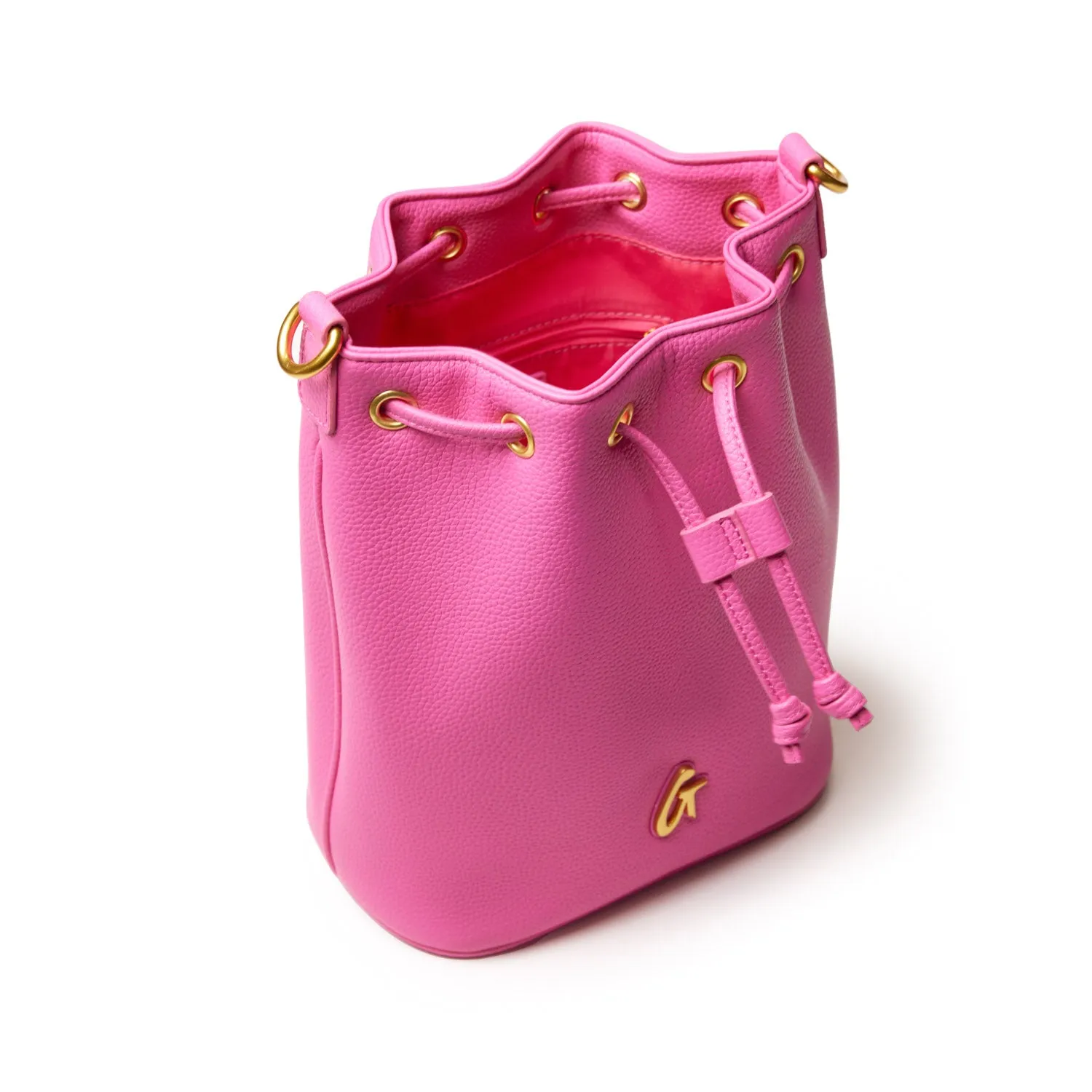 MEDIUM PEBBLE BUCKET BAG - HOT PINK