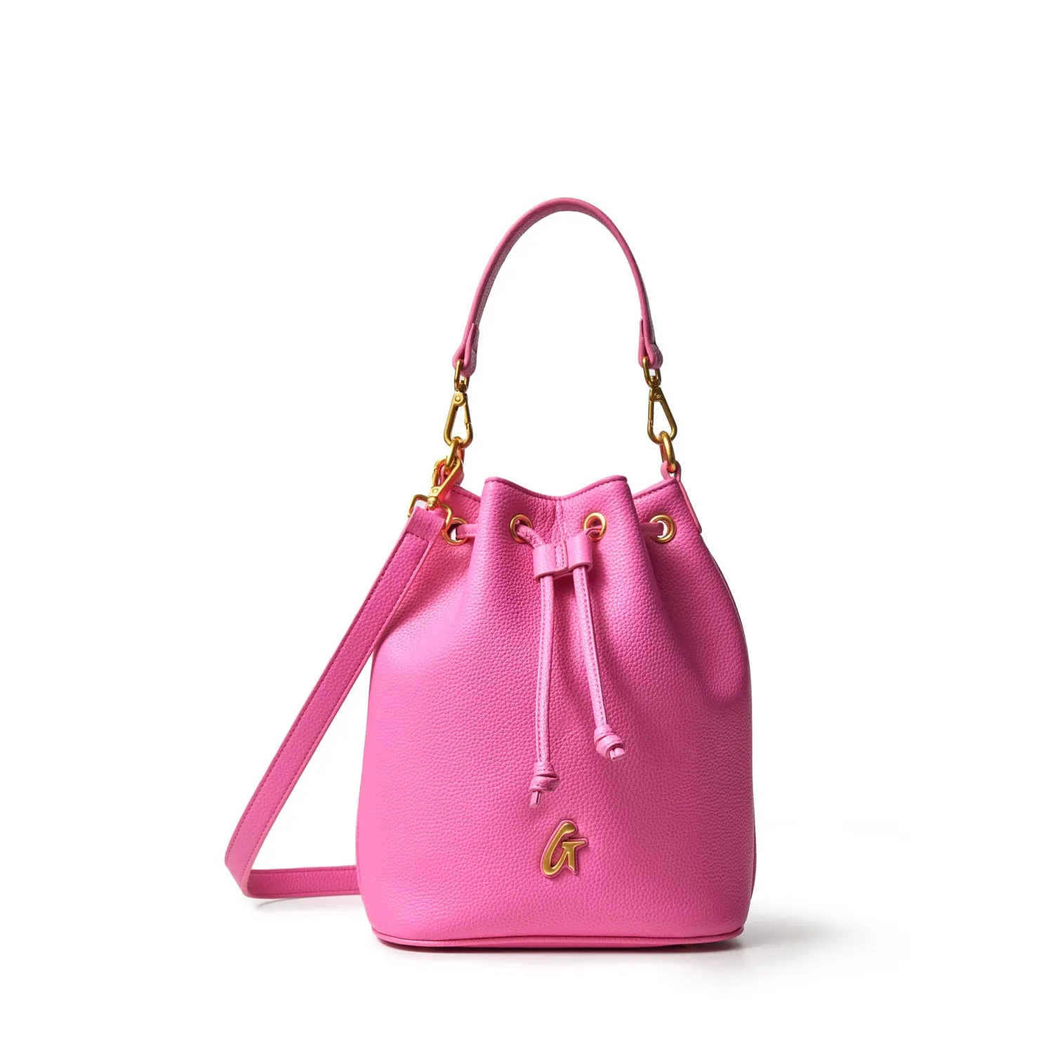 MEDIUM PEBBLE BUCKET BAG - HOT PINK