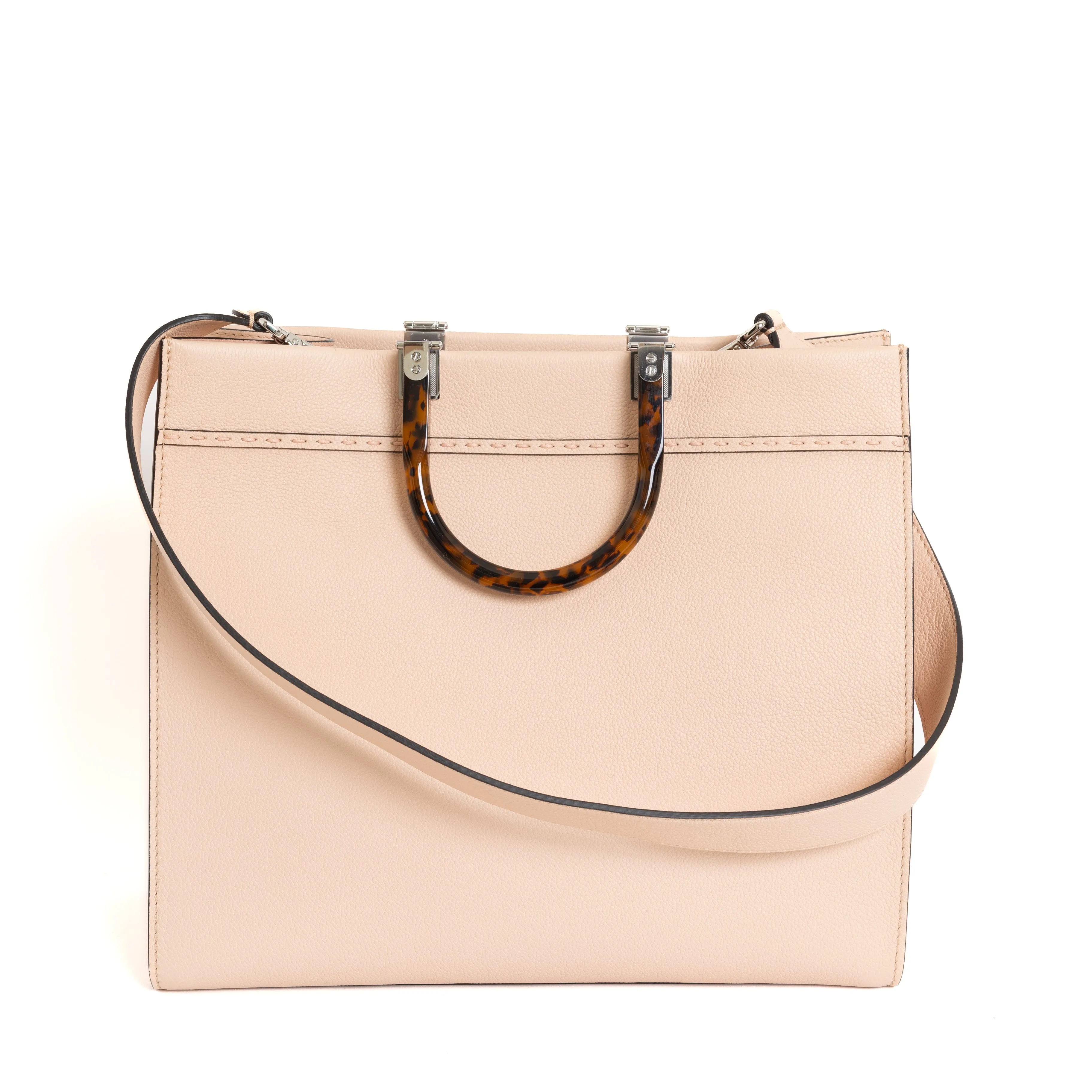 Medium Sunshine Tote, Light Pink Grained Calfskin