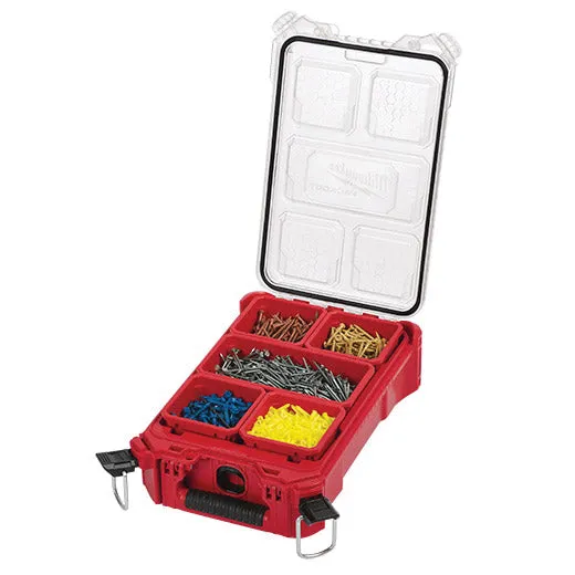 Milwaukee Organizer, 75 lb Capacity, 9.72 in L, 15.24 in W, 4.61 in H, 5-Compartment, Plastic, Red