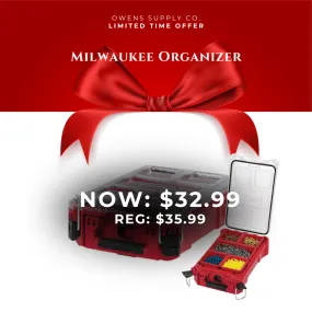 Milwaukee Organizer, 75 lb Capacity, 9.72 in L, 15.24 in W, 4.61 in H, 5-Compartment, Plastic, Red