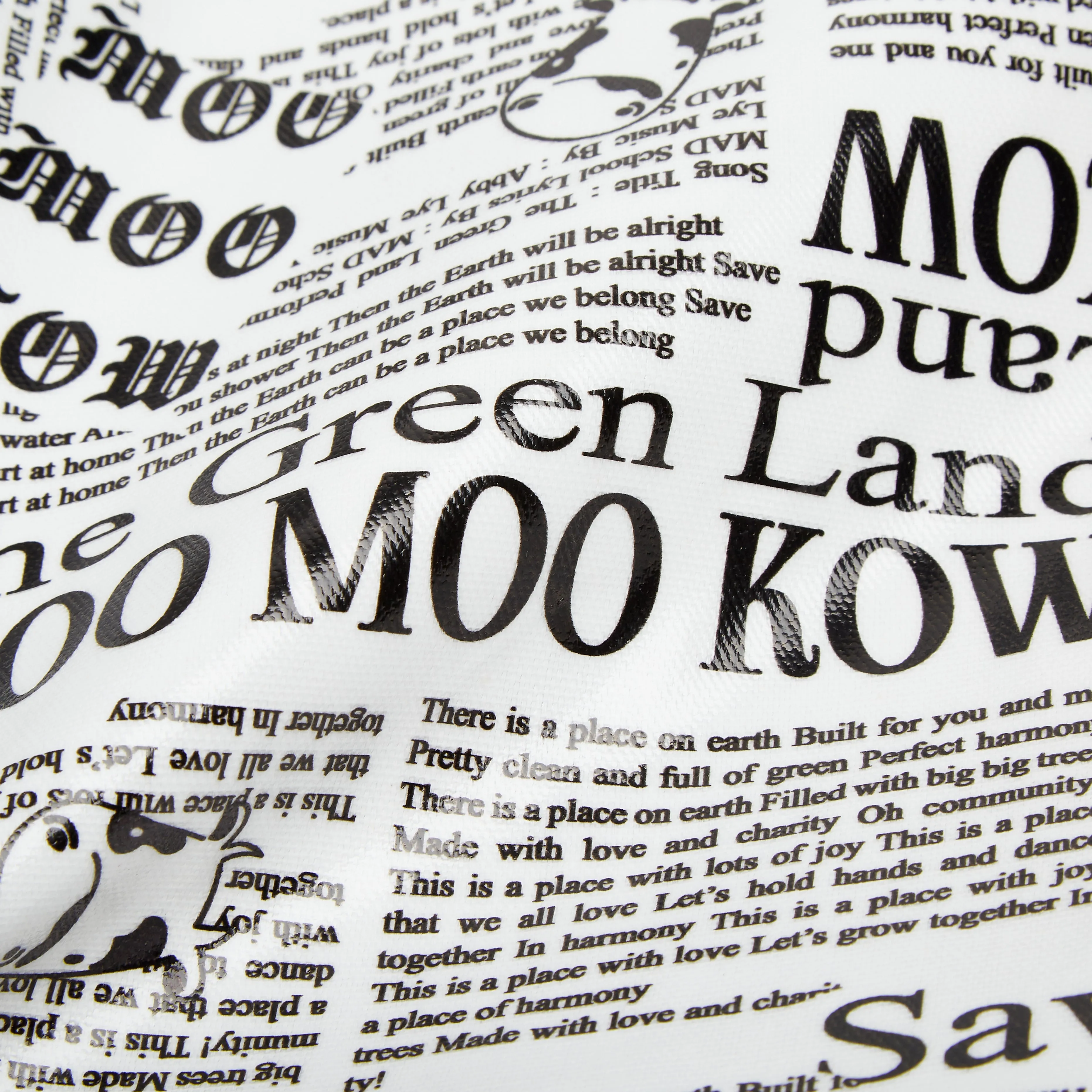 Moo Moo Kow Tote Bag Newspaper White- Small