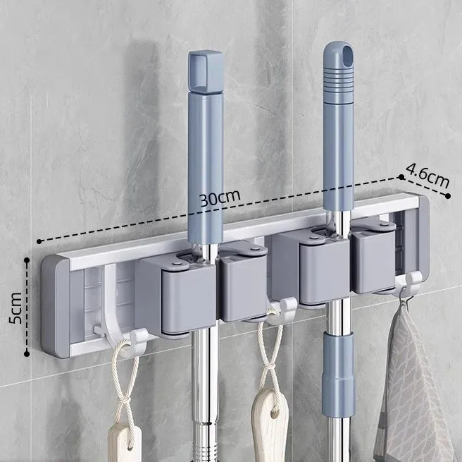 Mop and Broom Organizer Mop Holder Rack Mop Holder Wall Mounted Strong Broom Mop Holder Self With 5 Hooks Organizers Hang Broom