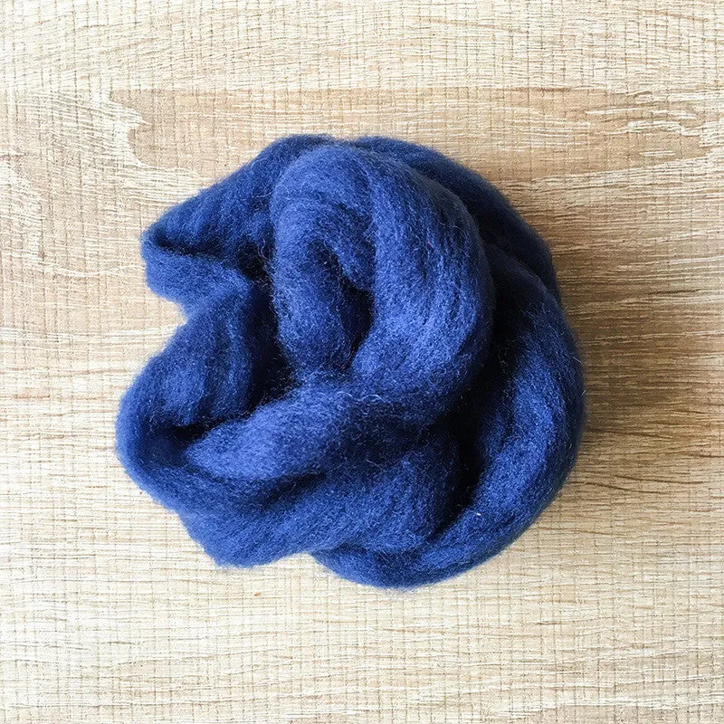 Needle felted wool felting Blue Dark Blueberry  wool Roving for felting supplies short fabric easy felt