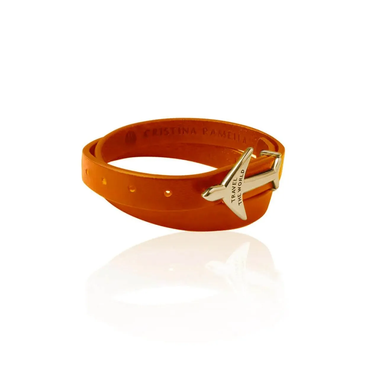 ORANGE GOLD Airplane Leather Bracelet