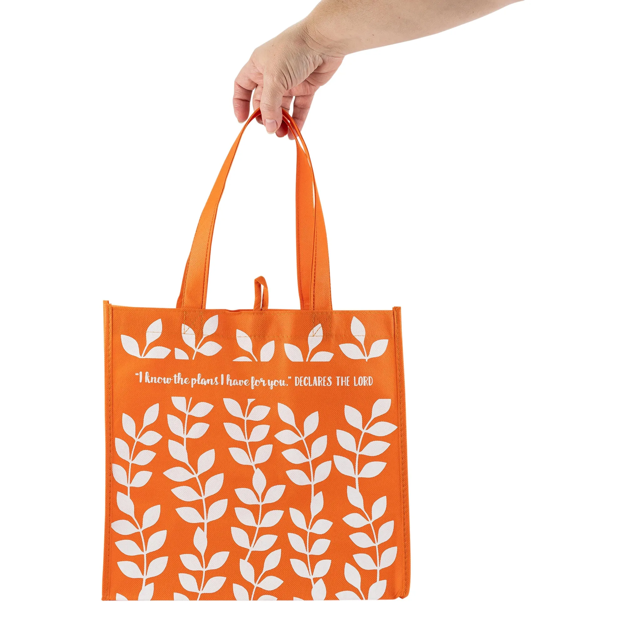 Orange Leaf Print Eco Tote Bag - Jeremiah 29:11 "I Know The Plans"