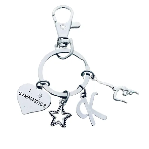 Personalized Girls Gymnastics Zipper Pull Keychain