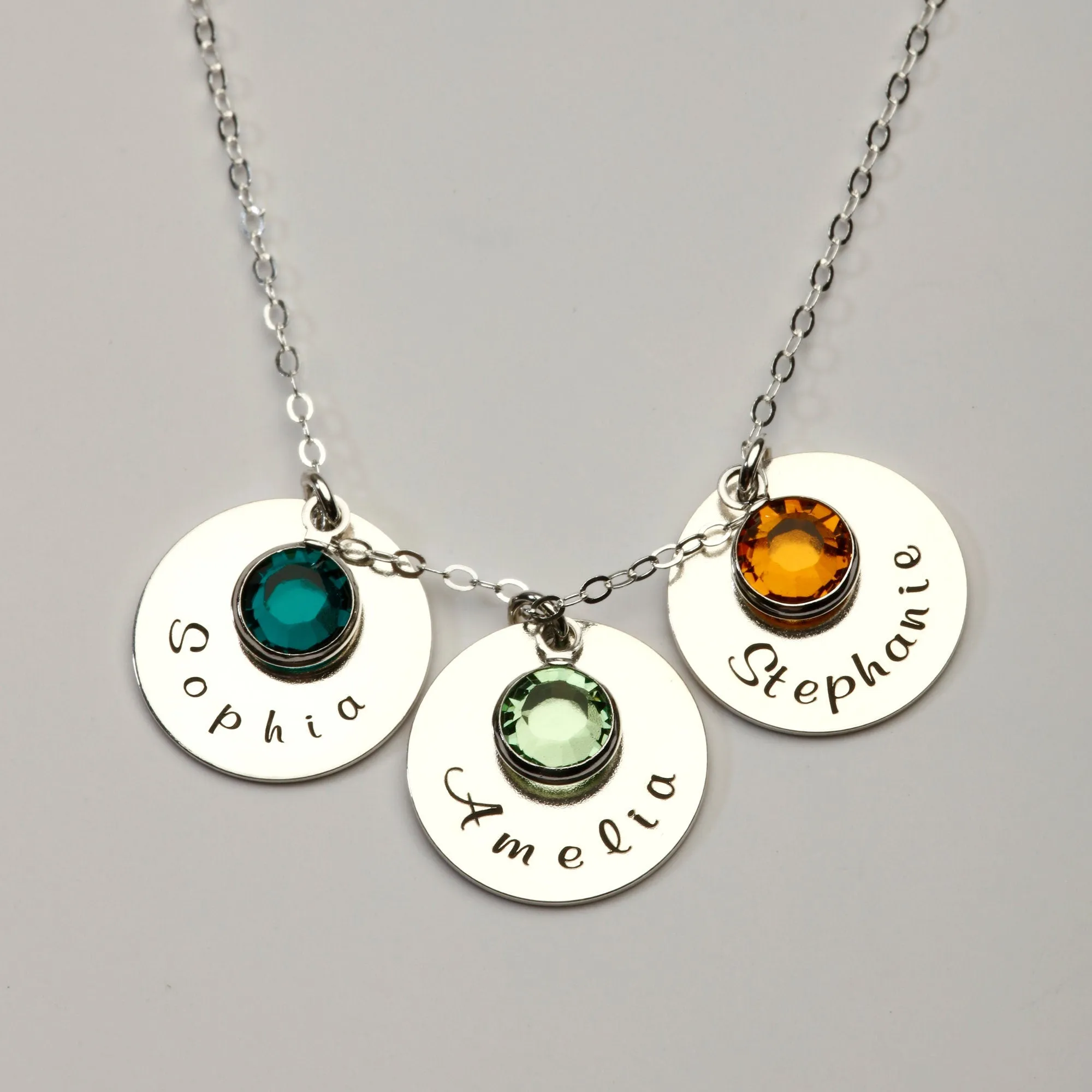 Personalized Mother's Necklace with Kids Name Birthstone Jewelry - CG436N. Starts at