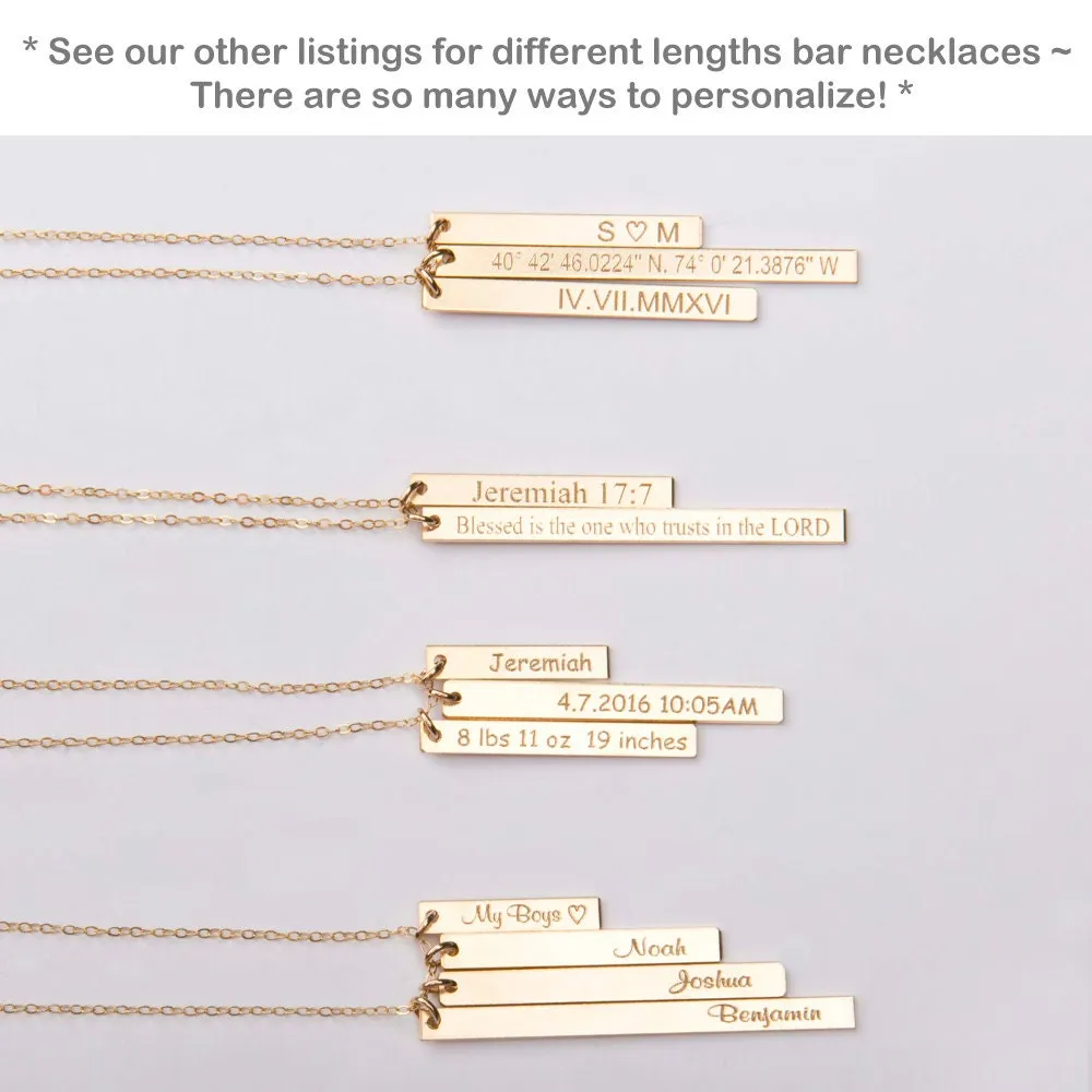 Personalized Two skinny Bars Necklace - CG328N. Starts at