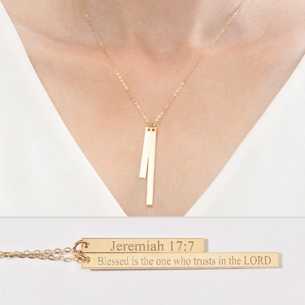 Personalized Two skinny Bars Necklace - CG328N. Starts at