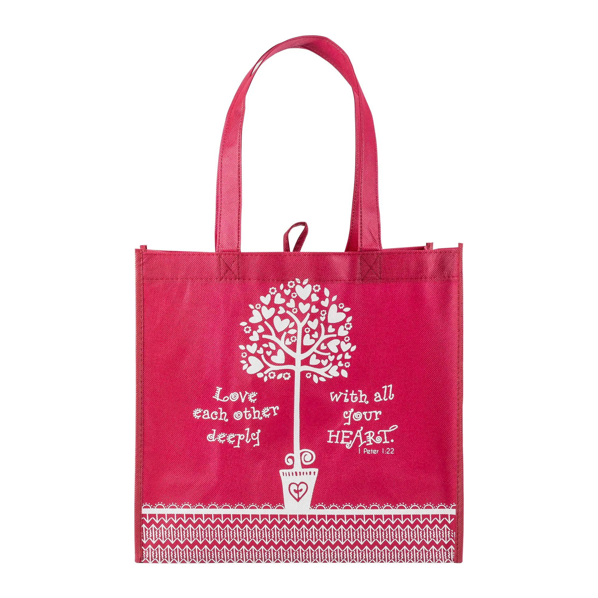 Pink Eco Tote Bag - 1 Peter 1:22 "Love Each Other"