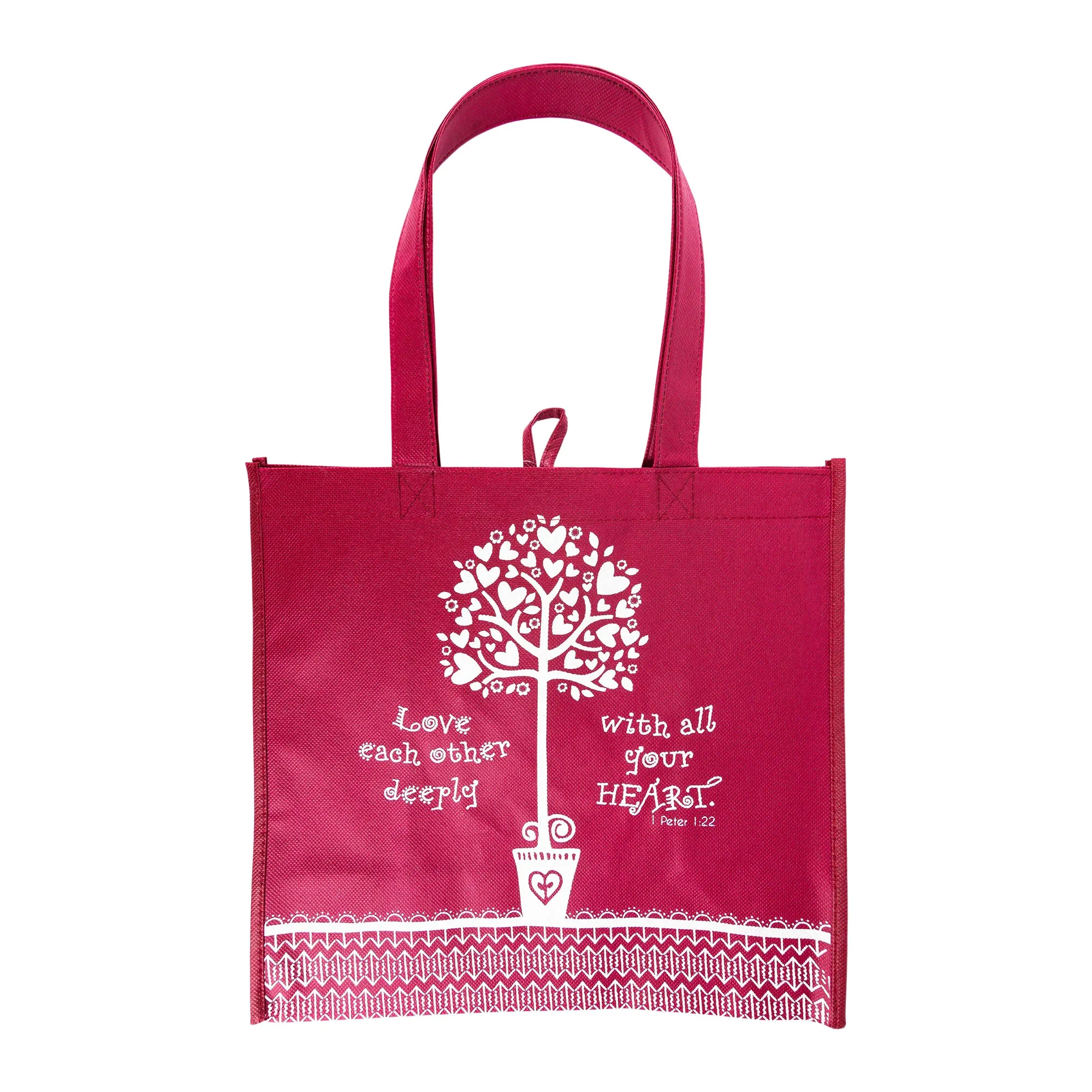 Pink Eco Tote Bag - 1 Peter 1:22 "Love Each Other"