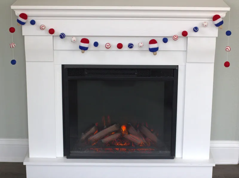 Popsicle Garland- Red, White, Blue- Dots & Swirls