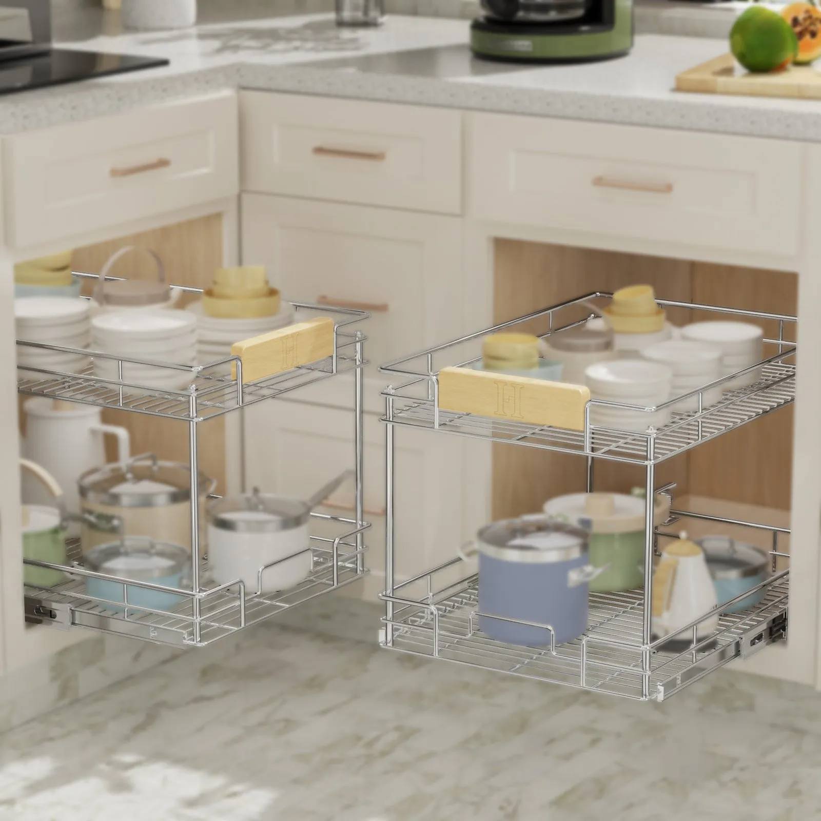 Pull Out Drawers For Kitchen Cabinets With Wooden Handle