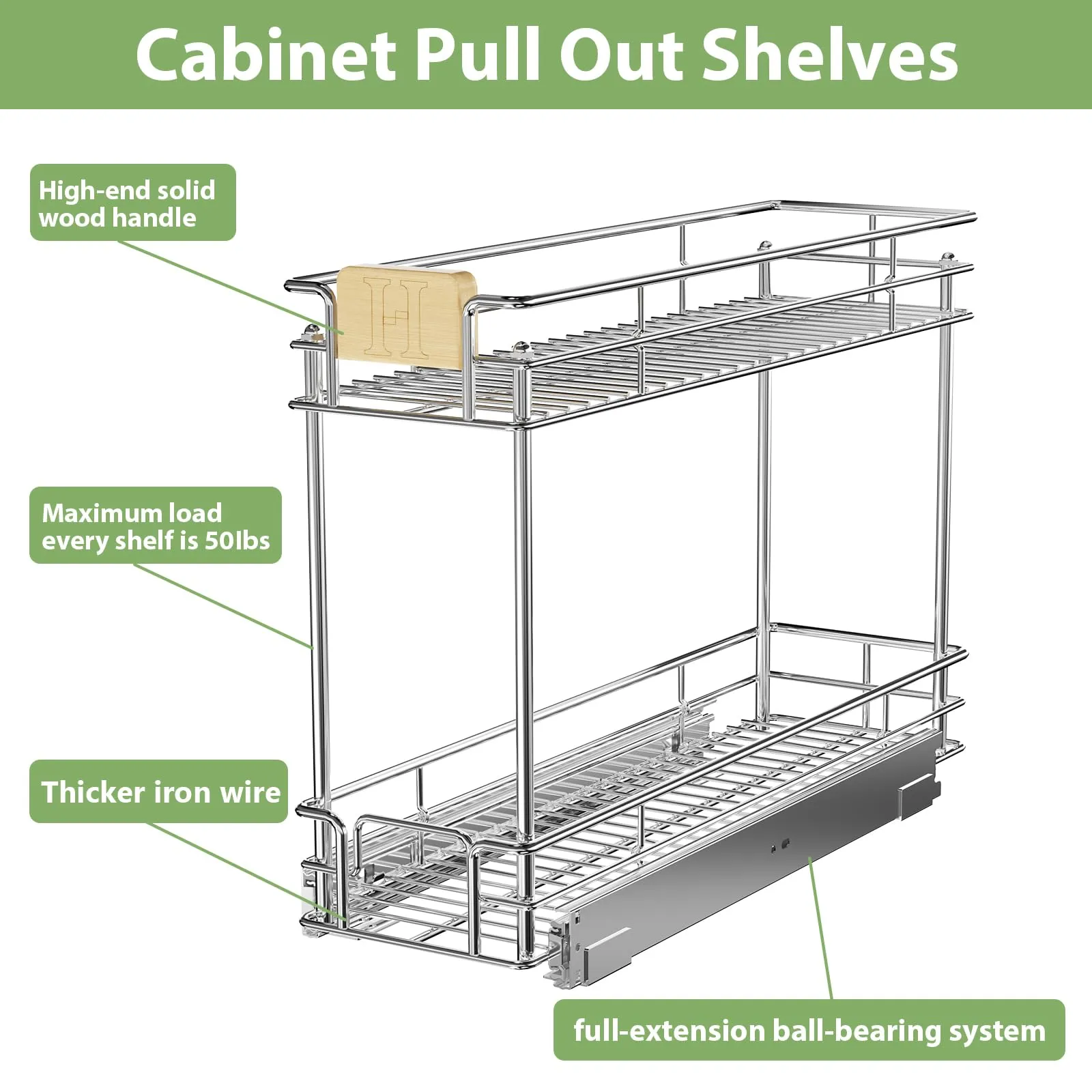 Pull Out Drawers For Kitchen Cabinets With Wooden Handle