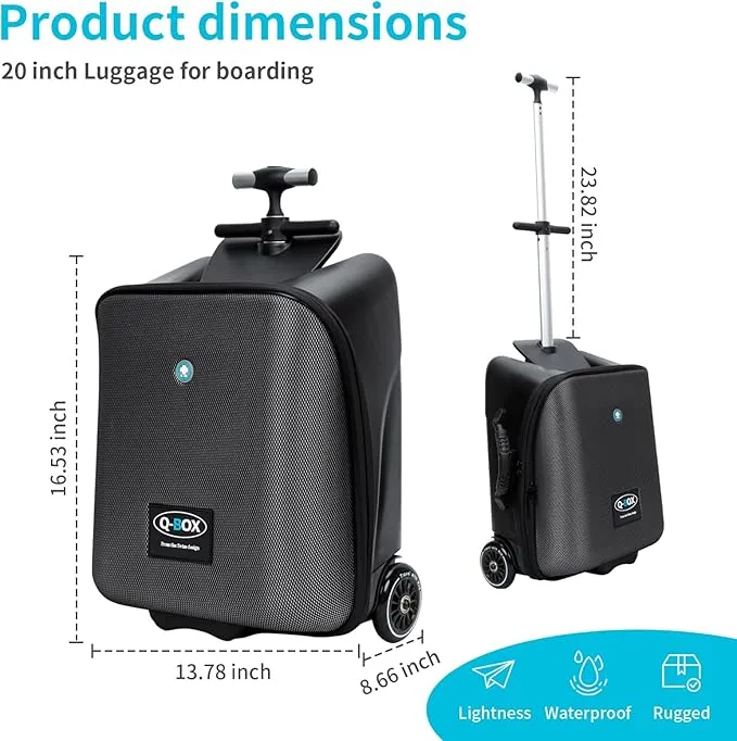 QBOX Expandable Luggage With Spinner Wheels Suitcase With Child Seat Design Hard Case 20in