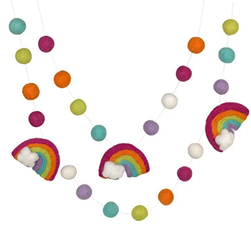 Rainbow Felt Garland- Bright Pink