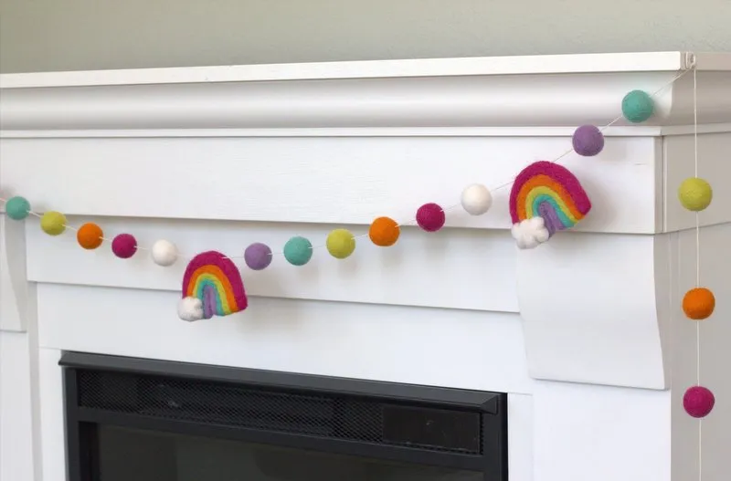 Rainbow Felt Garland- Bright Pink