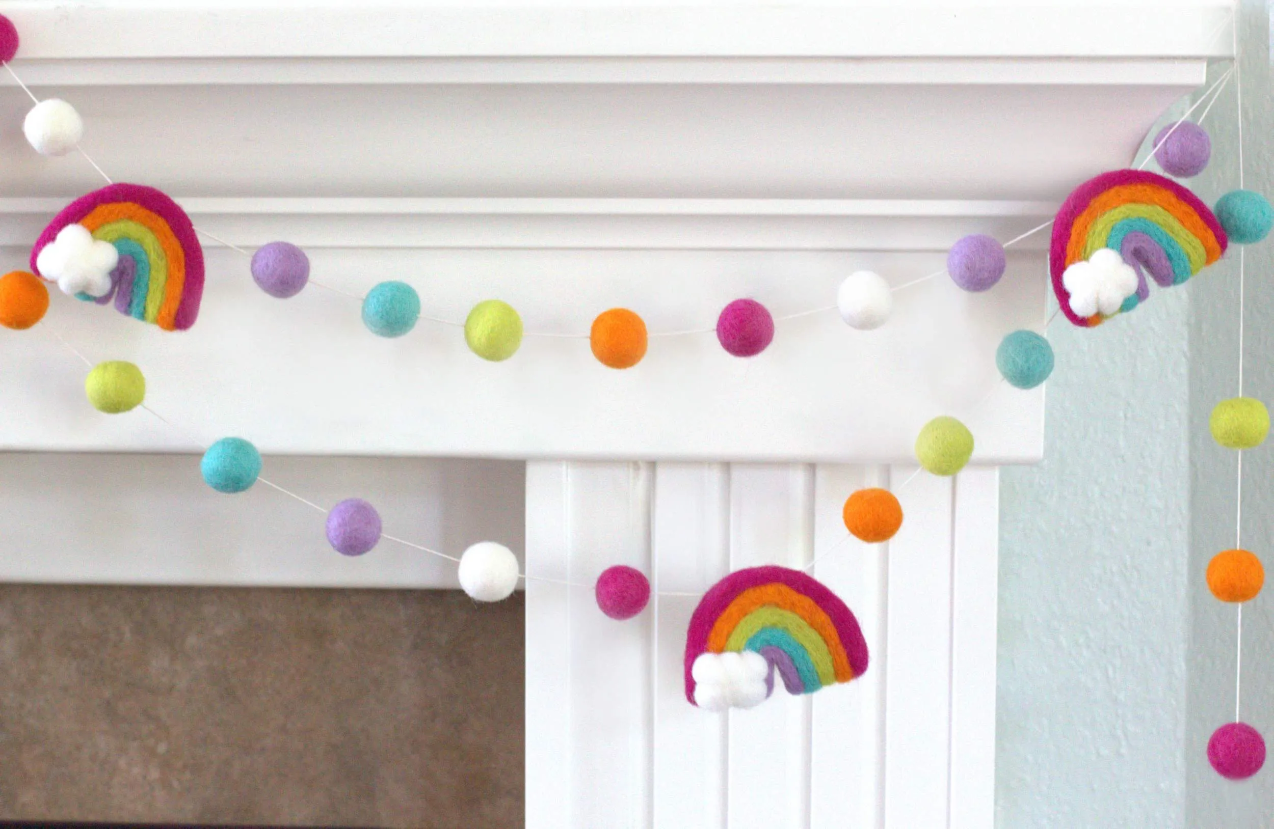 Rainbow Felt Garland- Bright Pink