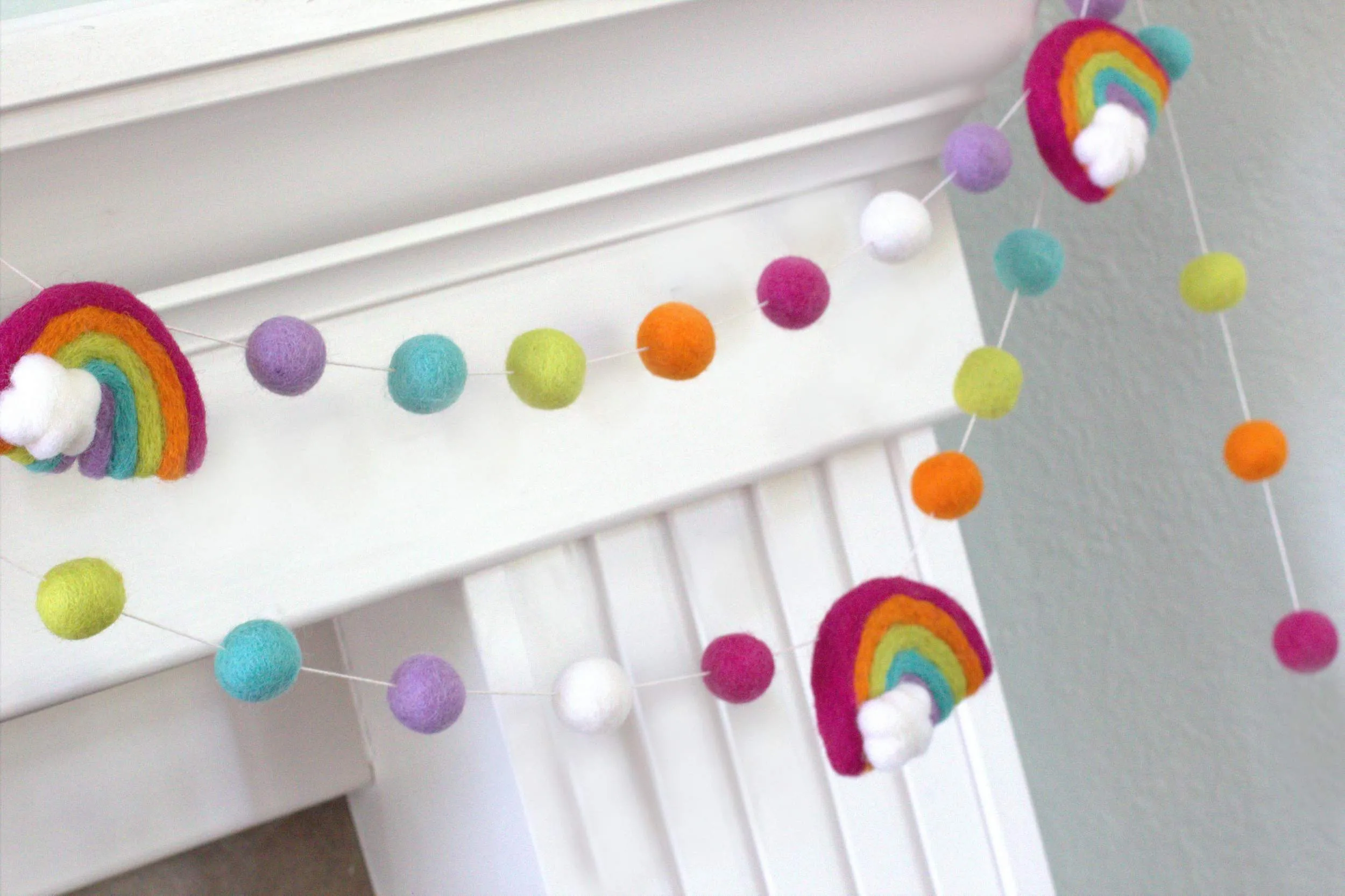 Rainbow Felt Garland- Bright Pink