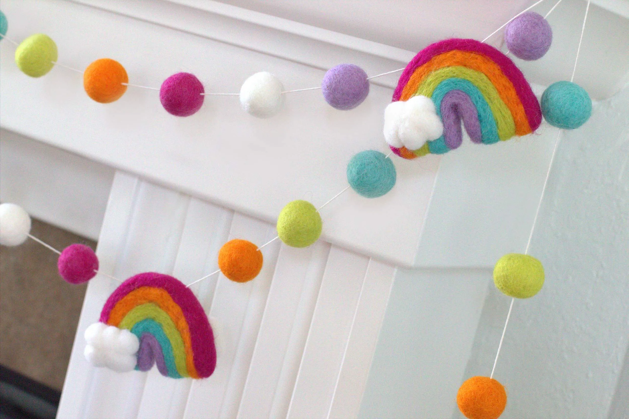 Rainbow Felt Garland- Bright Pink