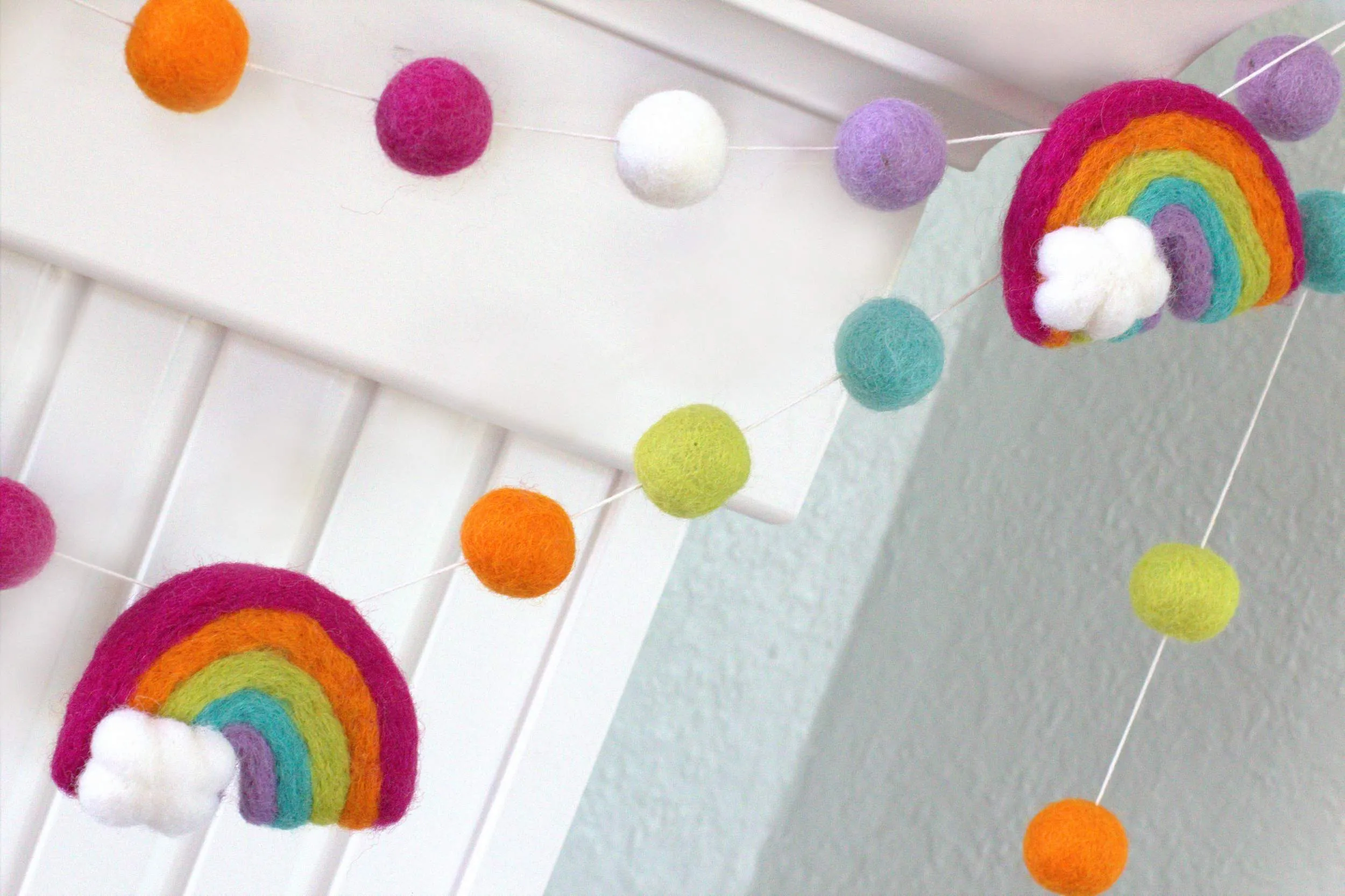 Rainbow Felt Garland- Bright Pink