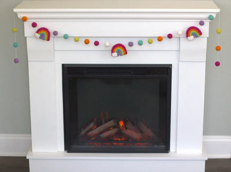 Rainbow Felt Garland- Bright Pink