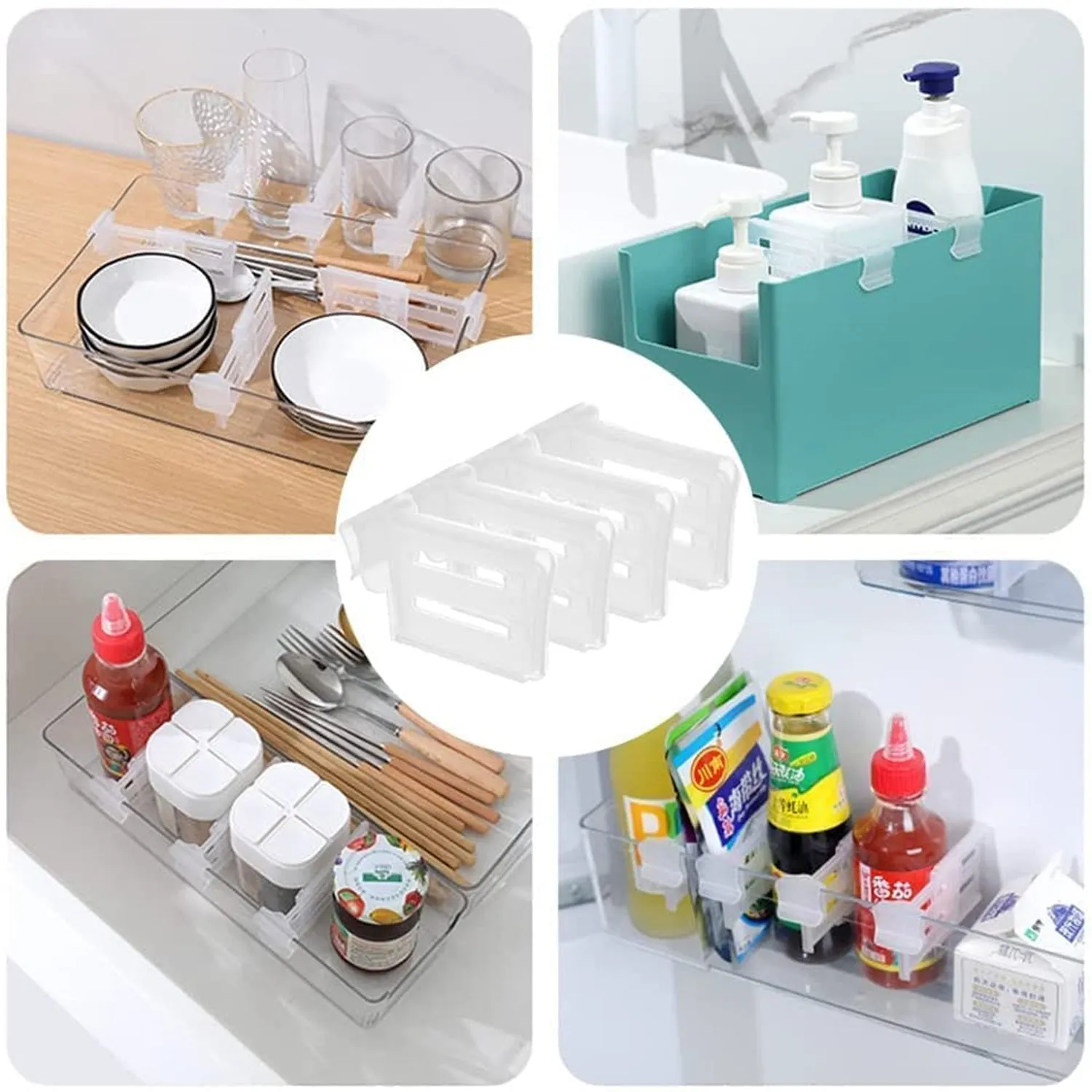 Refrigerator Internal Drawer Shelf Divider Clip (4 Pcs Set)