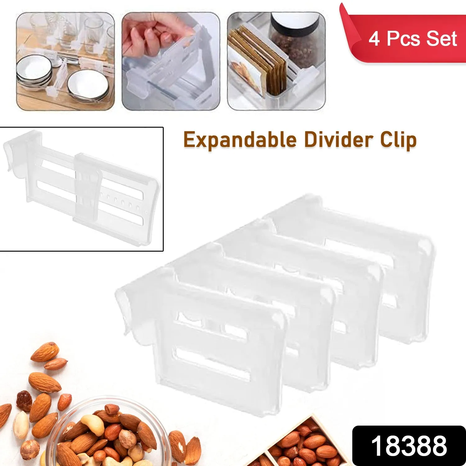 Refrigerator Internal Drawer Shelf Divider Clip (4 Pcs Set)