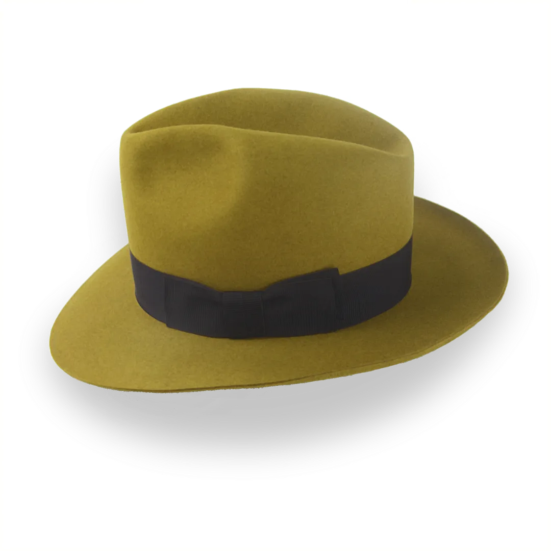 Retro Mustard Fedora Hat in Artisanal Beaver Fur Felt | The Chacho