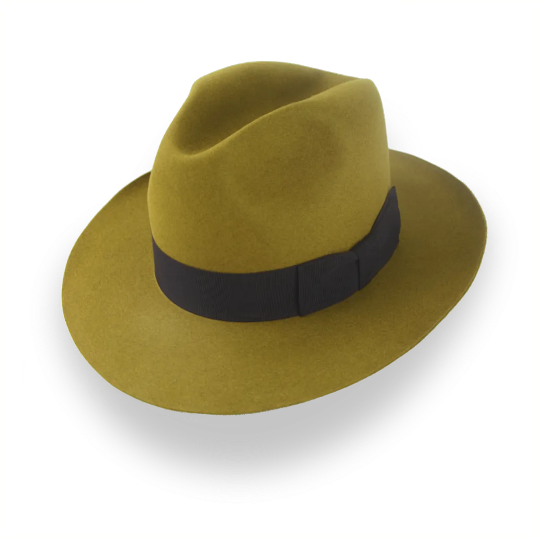 Retro Mustard Fedora Hat in Artisanal Beaver Fur Felt | The Chacho