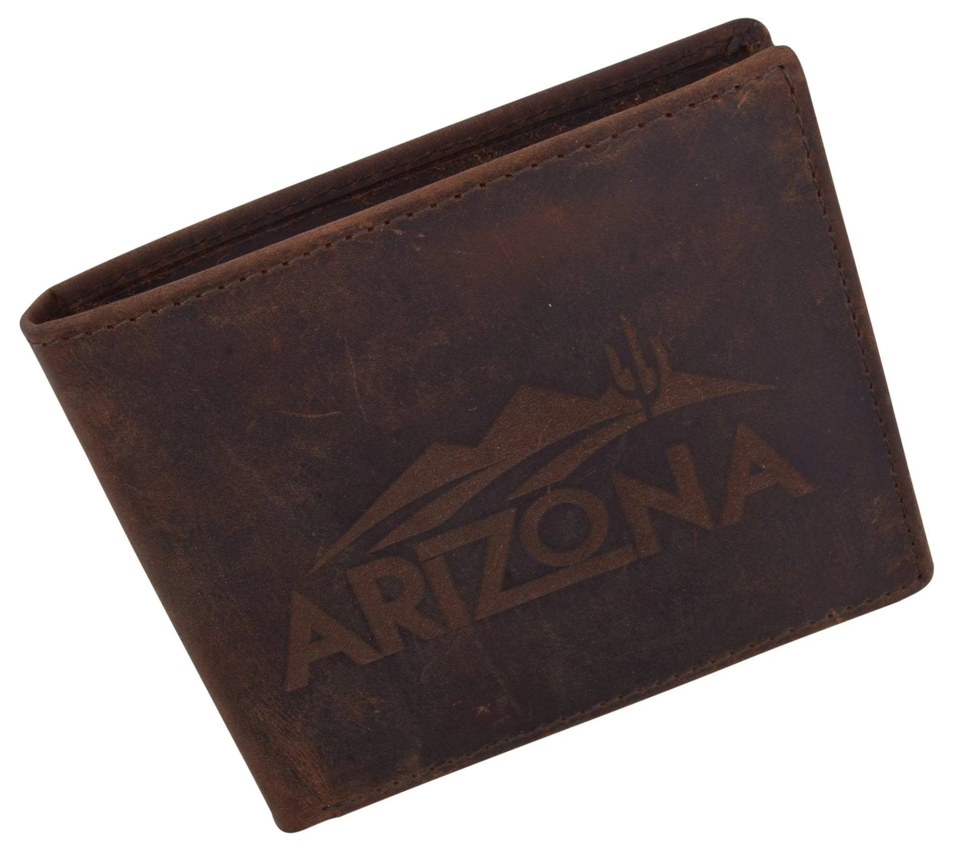 RFID Blocking Mens Genuine Leather Arizona Logo Credit Card ID Bifold Wallet