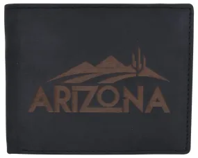 RFID Blocking Mens Genuine Leather Arizona Logo Credit Card ID Bifold Wallet