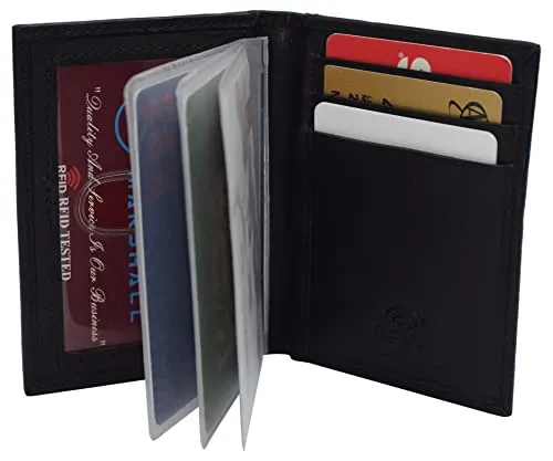 RFID Blocking Slim Card Wallet Bifold Card Case Genuine Leather Front Pocket Wallet Minimalist Credit Card Holder