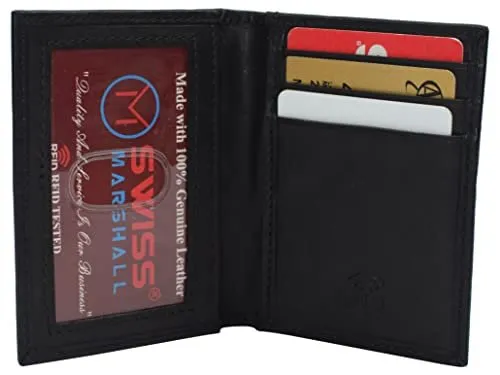 RFID Blocking Slim Card Wallet Bifold Card Case Genuine Leather Front Pocket Wallet Minimalist Credit Card Holder